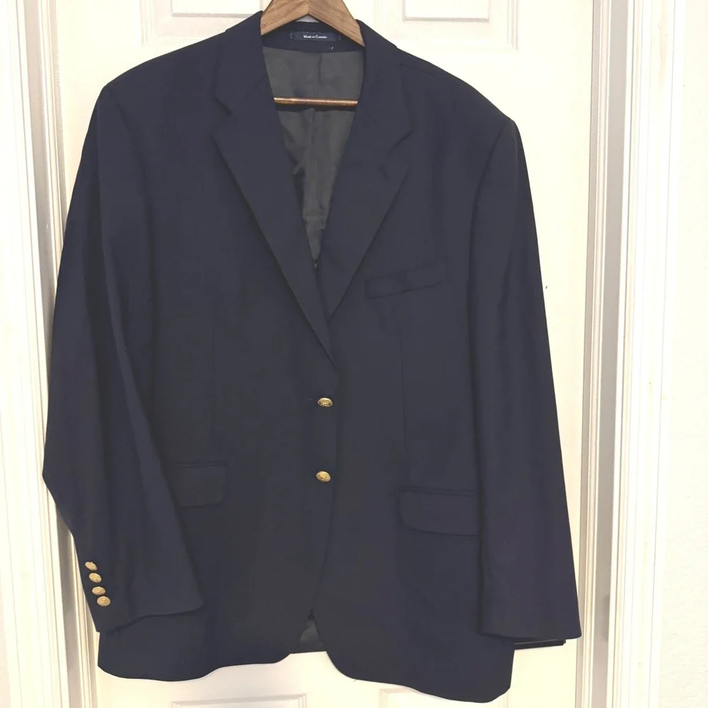 Polo University by Ralph Lauren Mens Navy Blue Pure Wool Blazer Sport Coat 48R